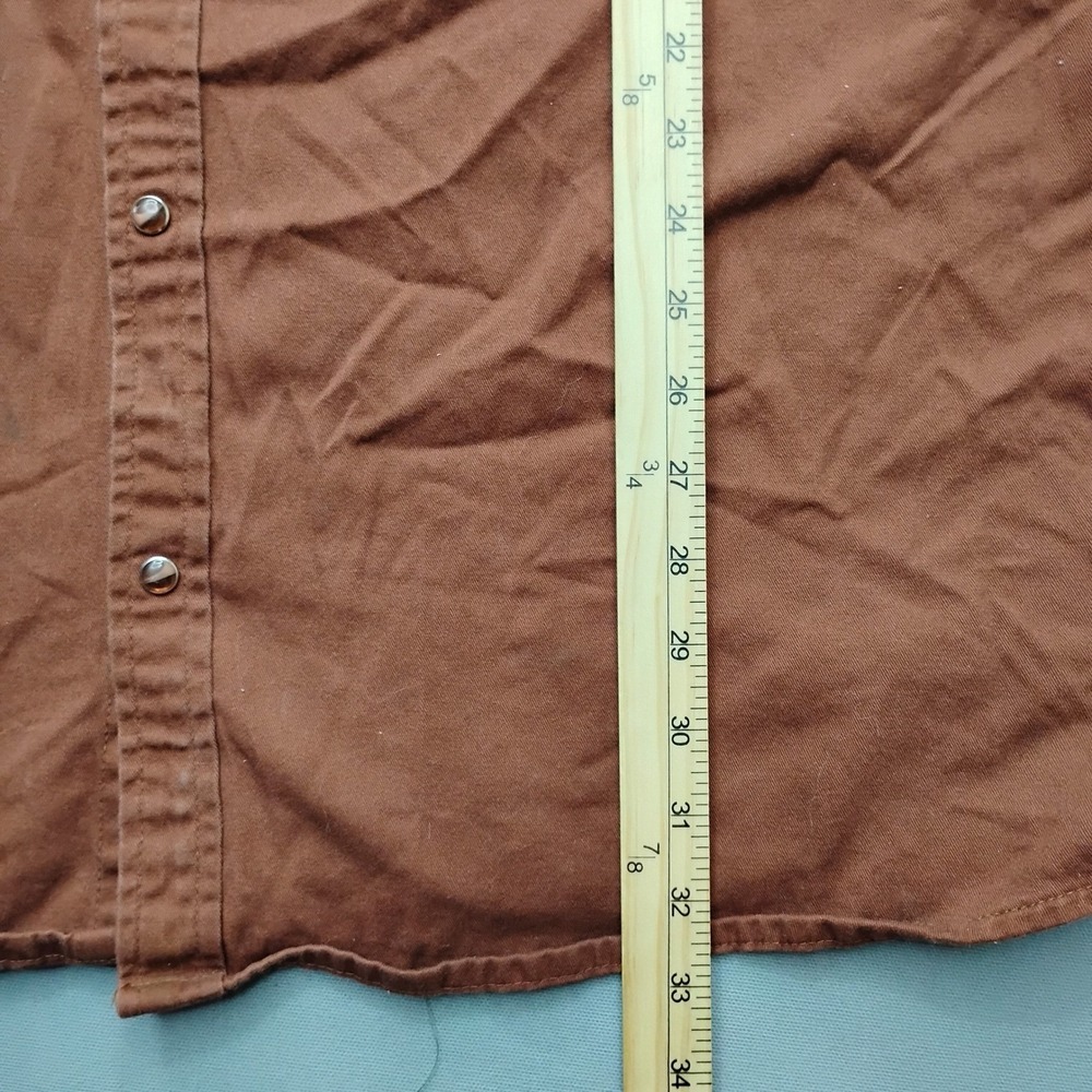 Hawx Work Gear Mens 2XLT Brown Western Pearl Snap Long Sleeve Work Shirt Canvas - Picture 6 of 11